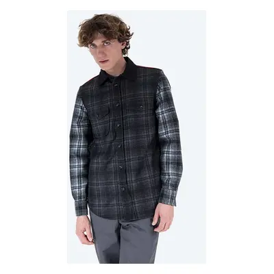 Vlněná košile Woolrich Alaskan Melton Wool černá barva, regular, s klasickým límcem, CFWOOS0051M