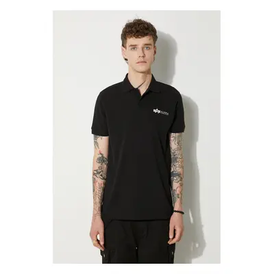 Bavlněné polo tričko Alpha Industries Basic černá barva, s potiskem, 106600.03-black