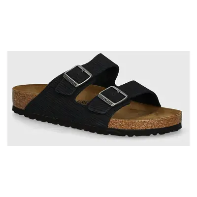 Semišové pantofle Birkenstock Arizona pánské, tmavomodrá barva, 1028257