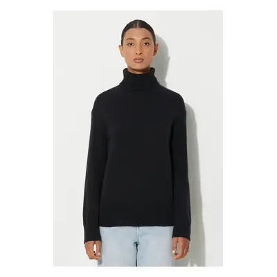 Vlněný svetr A.P.C. Pull Amal dámský, černá barva, s golfem, WYAAD-F23374