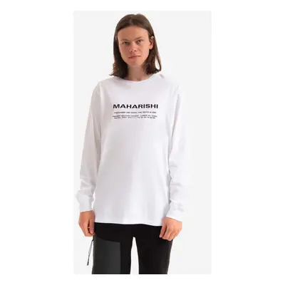 Bavlněné tričko s dlouhým rukávem Maharishi Miltype Embroidered L/S T-Shirt bílá barva, s potisk