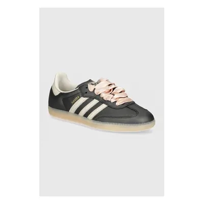 Kožené sneakers boty adidas Originals Samba OG černá barva, IH8047