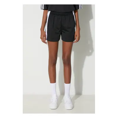 Kraťasy adidas Originals Adibreak dámské, černá barva, s aplikací, high waist, IU2518