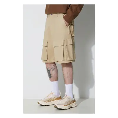 Bavlněné šortky Represent Baggy Cotton Cargo Short béžová barva, MLM715.494