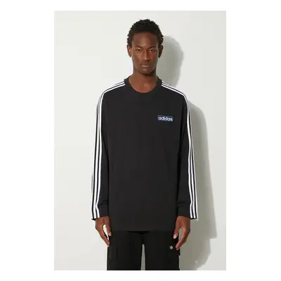 Bavlněné tričko s dlouhým rukávem adidas Originals Adibreak Longsleeve Tee černá barva, s aplika