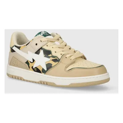 Kožené sneakers boty A Bathing Ape Bape Sk8 Sta #4 M1 béžová barva, 1J30191026