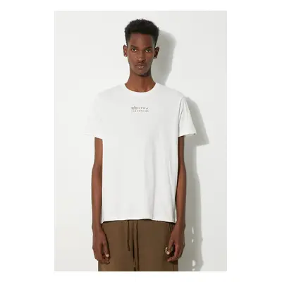 Bavlněné tričko Alpha Industries bílá barva, s potiskem, 118529.626-white