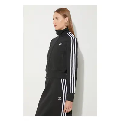 Mikina adidas Originals Knitted Track Top dámská, černá barva, vzorovaná, IY7278