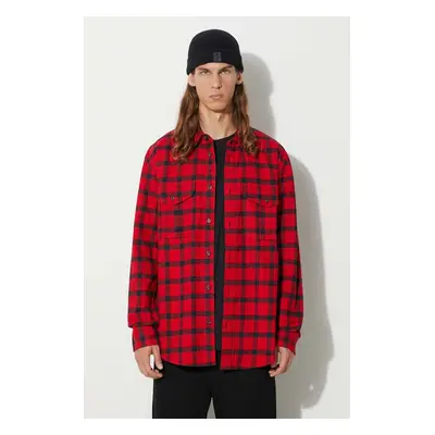 Bavlněná košile Filson Alaskan Guide Shirt červená barva, regular, s klasickým límcem, FMCAM0005