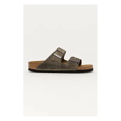 Kožené pantofle Birkenstock Arizona dámské, zelená barva