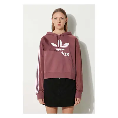 Bavlněná mikina adidas Originals dámská, růžová barva, s potiskem, HC7035-QUICRI