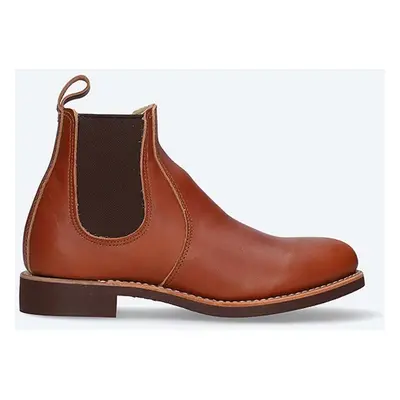 Kožené kotníkové boty Red Wing dámské, hnědá barva, na plochém podpatku, 3456.6inch-Brown