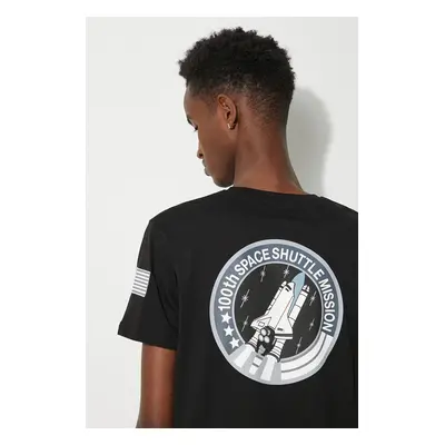 Bavlněné tričko Alpha Industries Space Shuttle T černá barva, s potiskem, 176507.03