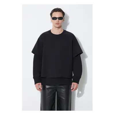 Mikina Neil Barrett Slim Dropped Shoulder Double Layer Sweatshirt pánská, černá barva, hladká, M