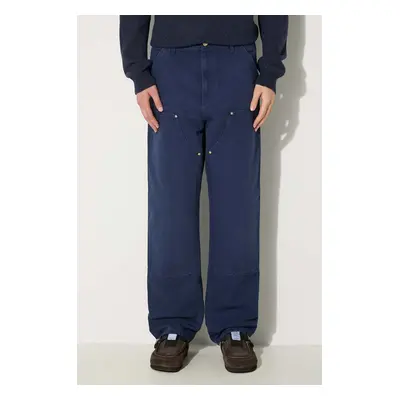 Bavlněné kalhoty Carhartt WIP Double Knee Pant tmavomodrá barva, ve střihu cargo, I031501.29L3K