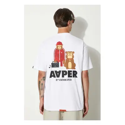 Bavlněné tričko AAPE Theme Tee bílá barva, s potiskem, AAPTEM1497XXM