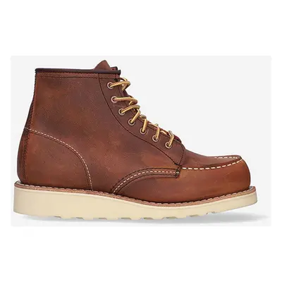 Semišové boty Red Wing 6-inch Moc Toe dámské, hnědá barva, na plochém podpatku, 3428