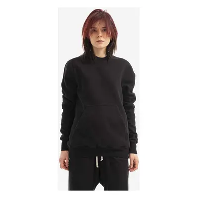 Bavlněná mikina Rick Owens dámská, černá barva, s kapucí, hladká, DS01B7231.F.BLACK-Black