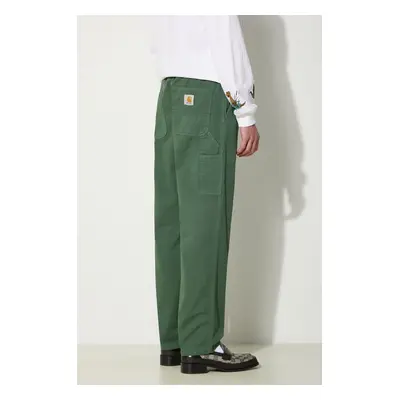 Bavlněné kalhoty Carhartt WIP Flint Pant zelená barva, jednoduché, I029919.29NGD