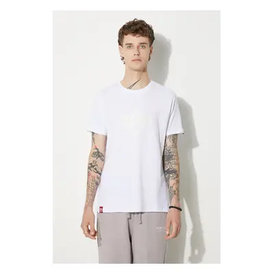 Bavlněné tričko Alpha Industries Basic T Kryptonite bílá barva, s potiskem, 116521.09-white