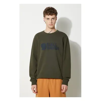 Bavlněná mikina Fjallraven Logo Sweater pánská, zelená barva, s aplikací, F84142