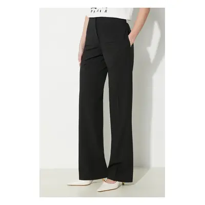 Vlněné kalhoty JW Anderson Front Pocket Straight Trousers černá barva, jednoduché, medium waist,