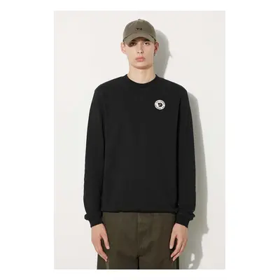 Bavlněná mikina Fjallraven 1960 Logo Badge Sweater M pánská, černá barva, s aplikací, F87163.550