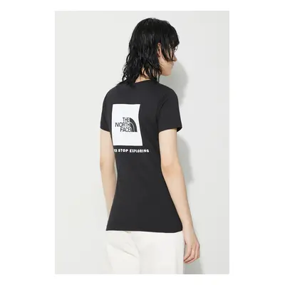 Bavlněné tričko The North Face W S/S Redbox Slim Tee černá barva, NF0A87NMJK31