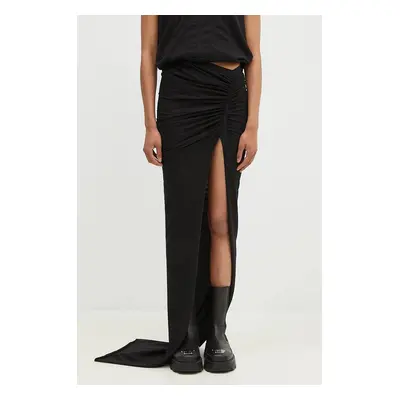 Bavlněná sukně Rick Owens Soft Edfu černá barva, maxi, pouzdrová, DS02D2334.RN