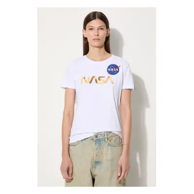 Bavlněné tričko Alpha Industries NASA Pm T bílá barva, 198053.438-white