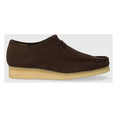 Semišové polobotky Clarks Originals Wallabee pánské, hnědá barva, 26156606