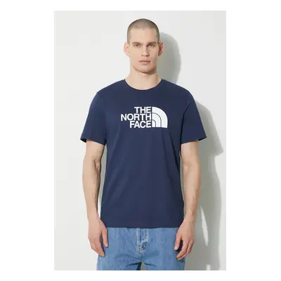 Bavlněné tričko The North Face M S/S Easy Tee tmavomodrá barva, s potiskem, NF0A87N58K21