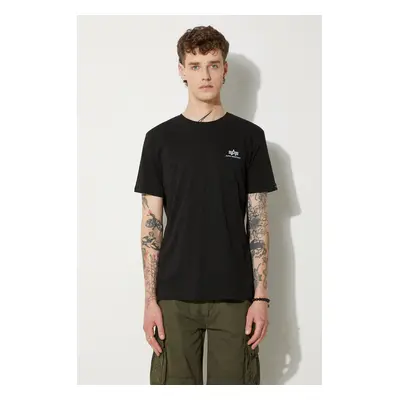 Bavlněné tričko Alpha Industries černá barva, s potiskem, 128507RP.285-black