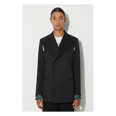 Blazer s příměsí vlny MM6 Maison Margiela černá barva, dvouřadový, S62BN0102.S47848