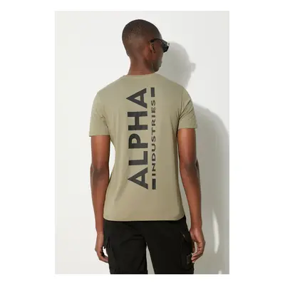 Bavlněné tričko Alpha Industries Backprint zelená barva, s potiskem, 128507.154-green