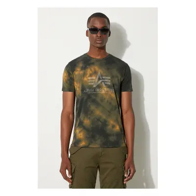 Bavlněné tričko Alpha Industries Basic Tee Batik žlutá barva, 116517.20-yellow