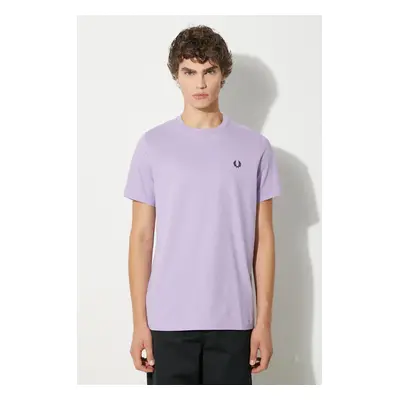 Bavlněné tričko Fred Perry Crew Neck T-Shirt fialová barva, M1600.W51