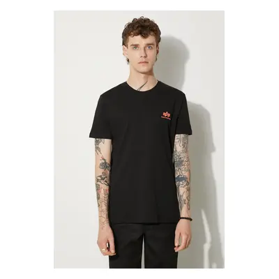 Bavlněné tričko Alpha Industries černá barva, s potiskem, 128507RP.614-black