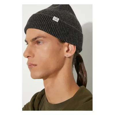 Čepice z vlněné směsi C.P. Company Knit Cap béžová barva, z tenké pleteniny, 17CMAC300A006170A