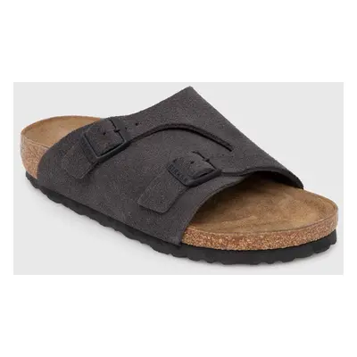 Semišové pantofle Birkenstock Zürich dámské, šedá barva, 1028547