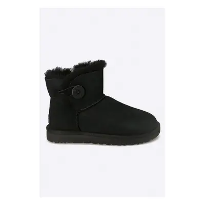 Semišové sněhule UGG Mini Bailey Button II dámské, černá barva, 1016422.BLK