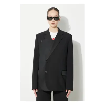 Vlněné sako JW Anderson Panelled Blazer černá barva, jednořadé, hladké, JK0291.PG1321.999