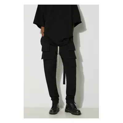 Bavlněné kalhoty Rick Owens Knit Pants Creatch Cargo Drawstring černá barva, ve střihu cargo, DU