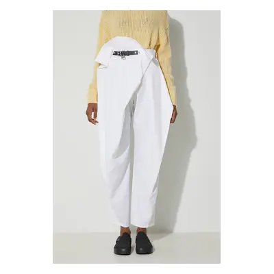 Kalhoty s příměsí vlny JW Anderson bílá barva, široké, high waist, TR0295.PG0865