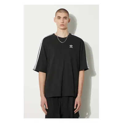 Bavlněné tričko adidas Originals Oversize Tee černá barva, s aplikací, IZ1832