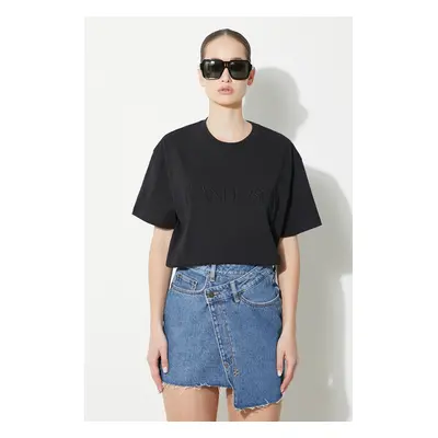 Bavlněné tričko JW Anderson Logo Embroidery T-Shirt černá barva, JT0218.PG0980.999