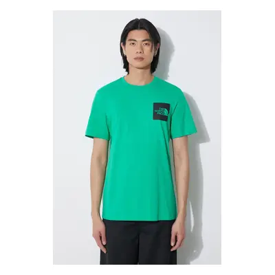 Bavlněné tričko The North Face M S/S Fine Tee zelená barva, s potiskem, NF0A87NDPO81