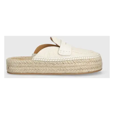 Pantofle JW Anderson Loafer Espadrillas dámské, béžová barva, na platformě, ANW42005C