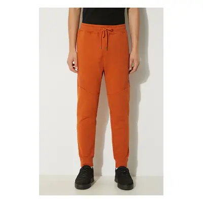 Bavlněné tepláky C.P. Company Diagonal Raised Fleece Lens Sweatpants oranžová barva, 17CMSP084A0