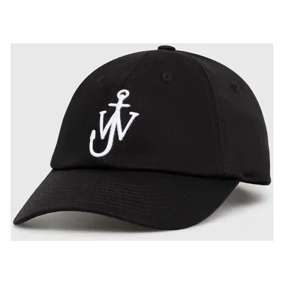 Bavlněná baseballová čepice JW Anderson Baseball Cap černá barva, s aplikací, AC0198.FA0349.999